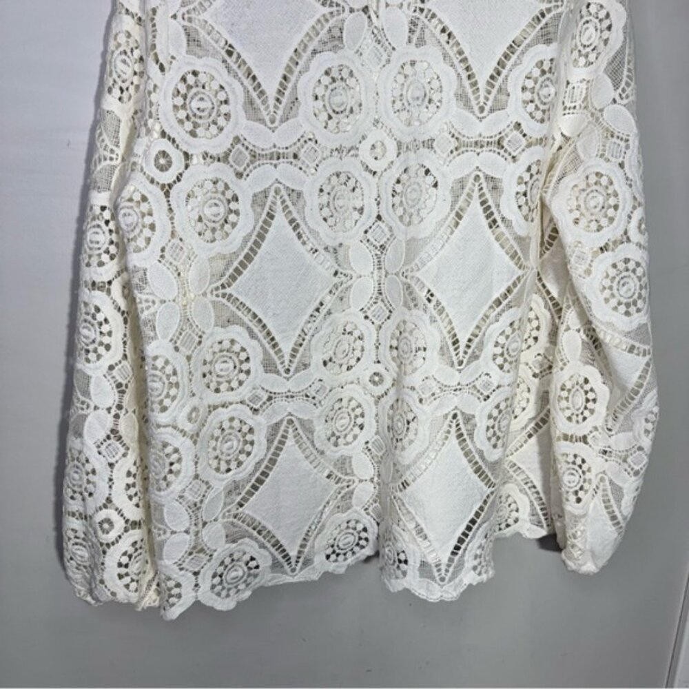 Pennington’s Crochet Blouse with Long Balloon Sleeves Size X - Picture 11 of 14